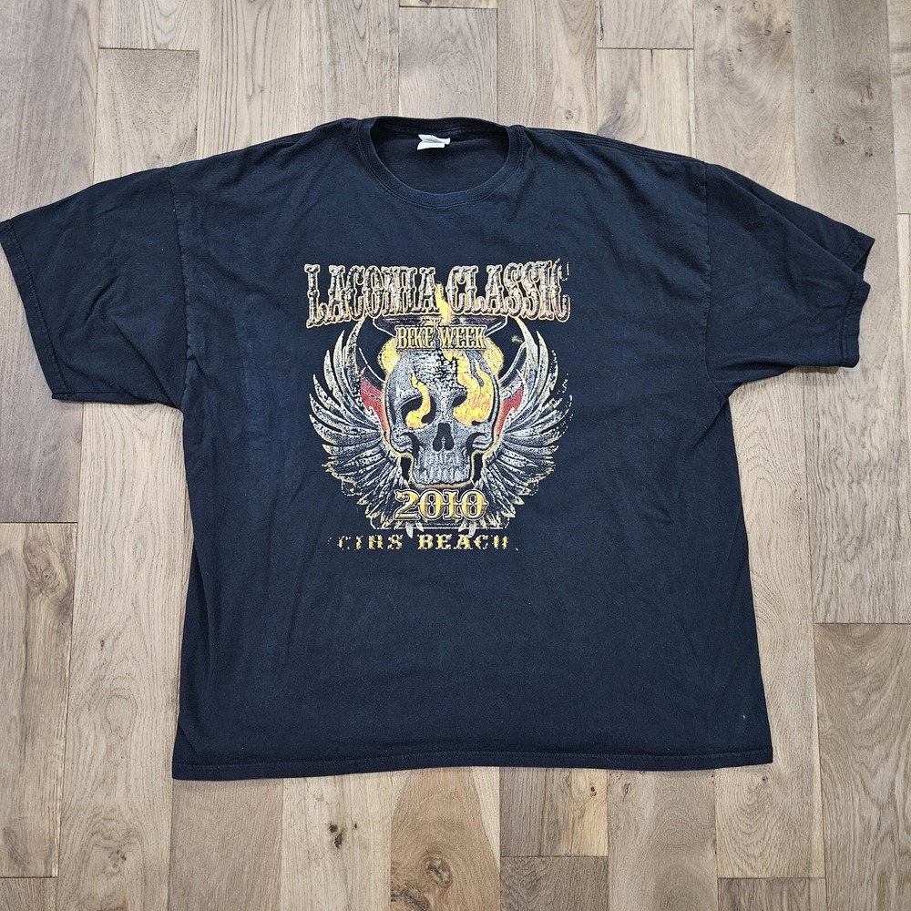 Laconia Classic Bike Week 2010 Skull Graphic Gildan T-Shirt Mens 3XL Black